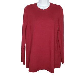 J Jill Womens Sweater Sz M Cotton Blend Lightweight Tunic Long Sleeve True Red